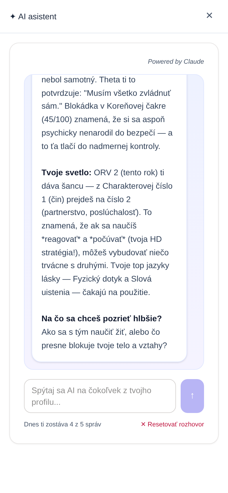 Ukážka aplikácie — chat s AI mentorom